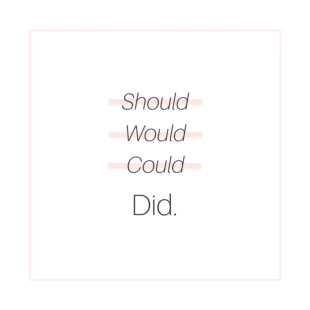 Text graphic reading "Should. Would. Could. Did."